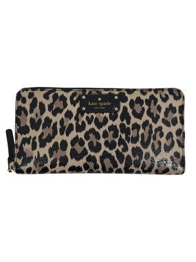 Kate Spade Leopard Animal Print Zip Around Wallet